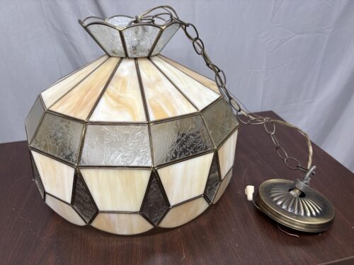 Tiffany-Style Marbled/Etched Glass Hanging Pendant Light