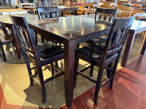 Deep Brown Square Bar Height Dining Set (Set of 4)