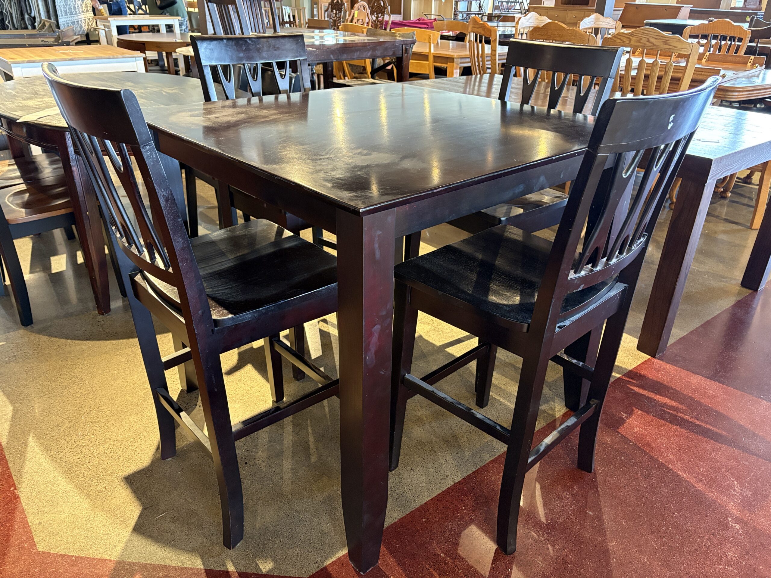 Deep Brown Square Bar Height Dining Set (Set of 4)