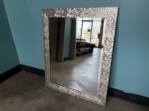 Rectangular Wall Mirror with Silver Honeycomb Frame