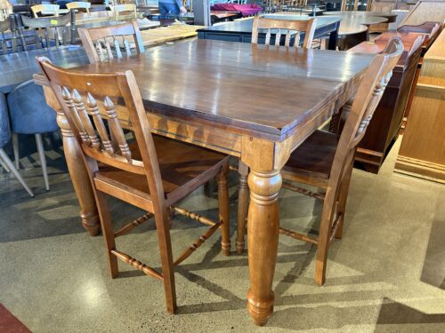 Rustic Live Edge Square Bar Height Dining Table Set (Set of 4)