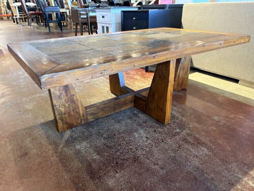 Brutalist Coffee Table with Slate Inlays