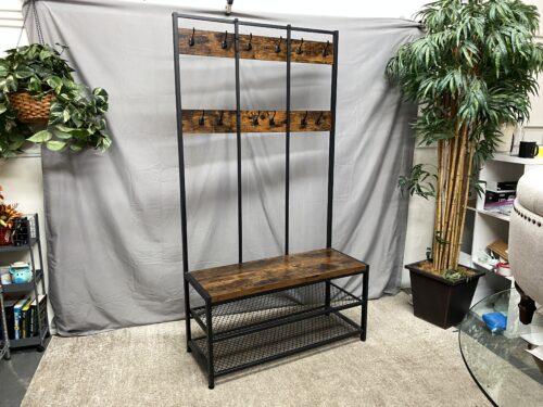 Industrial 3-Tier 12-Hook Hall Tree Storage Rack