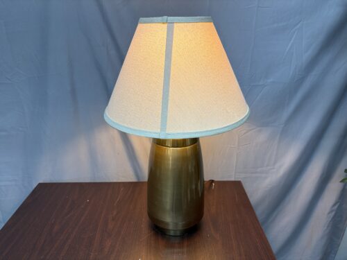STIFFEL Vintage Brass Canister Lamp w/ Beige Shade