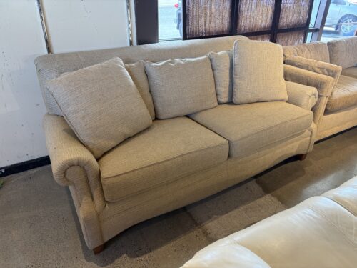 THOMASVILLE Tan Tweed Rolled Arm Sofa