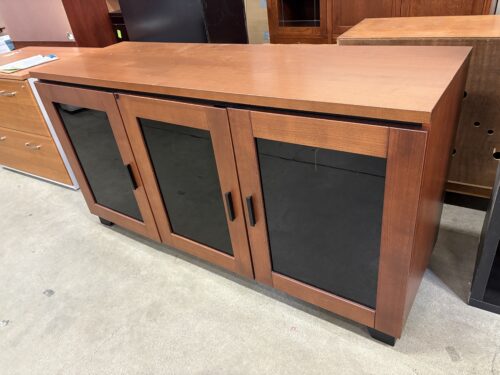 SALAMANDER DESIGNS 65" Elba 337 AV Cabinet in American Cherry Finish with Dark Glass Doors