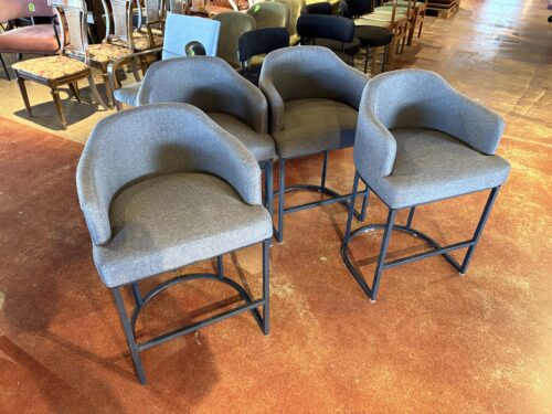 Gray Upholstered Counter Height Stools (Set of 4)