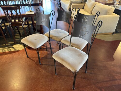MINSON Metal Frame Chairs with Coffee Cup Cutout Design (Set of 4)