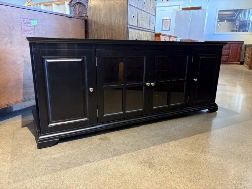 62" Wide Black Media Console with Side Shelving