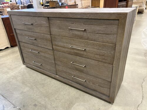 UNIVERSAL Rustic Grey 8 Drawer Dresser with Metal Rail Pulls