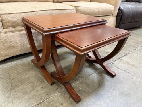 Modern Wooden Bow Leg Nesting Tables  (Set of 2)