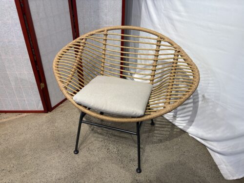Wide Outdoor Woven Wicker Chair with Cushion