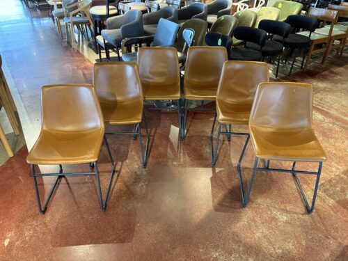 WALKER EDISON Industrial Dining Chairs in Whiskey Brown (Set of 6)