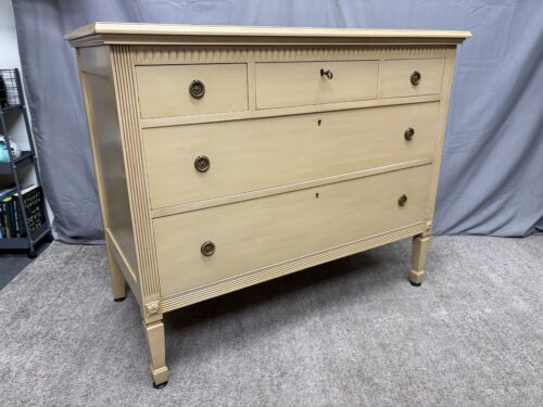 Vintage Blonde Swedish Gustavian Style 5-Drawer Locking Dresser