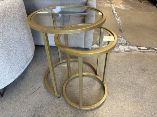 Gold Round Glass Top Nesting Table (Set of 2)
