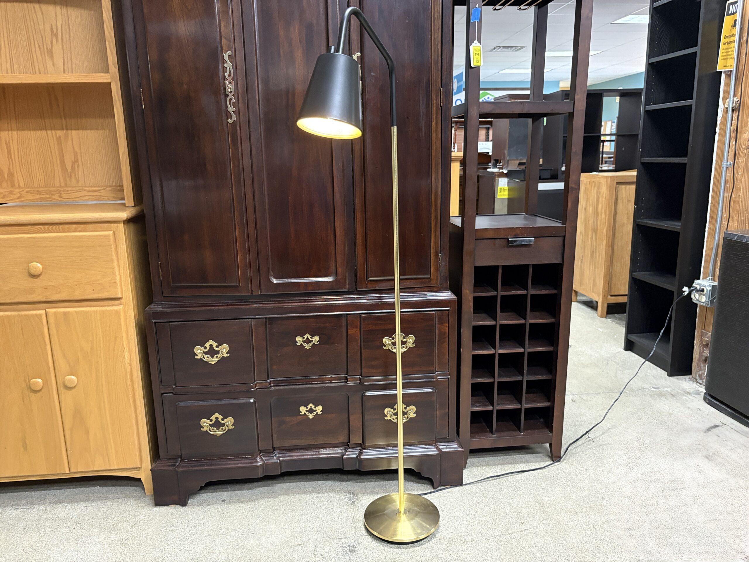 Black & Brass Contemporary Floor Lamp