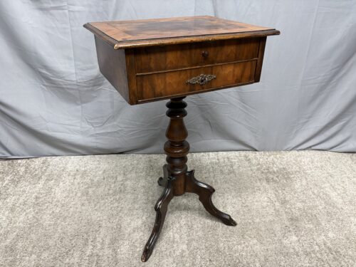 Antique Flame Mahogany Beidermeier Sewing Table