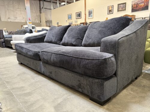 Charcoal Grey Chenille Sofa with Sloped Arms