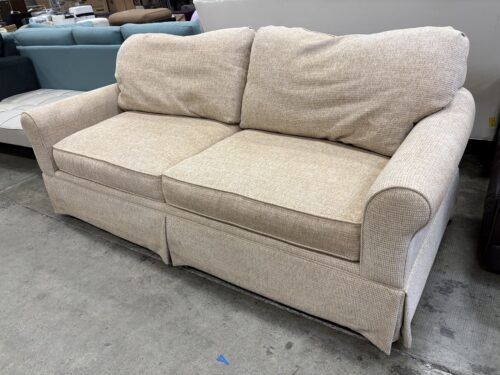 BASSETT Heathered Beige Skirted Wide Seat Sofa