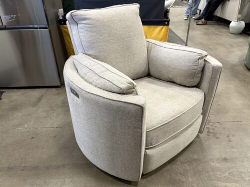 JOYBIRD Corey Round Back Swivel Power Recliner in Merit Dove Grey