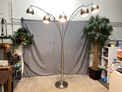 Arched Dimable Chrome Adjustable Dome 5-Light Floor Lamp