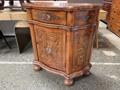 Floral Painted Rococo Solid Wood Cabinet