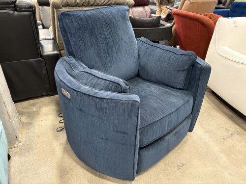 JOYBIRD Corey Round Back Swivel Recliner in Bentley Indigo