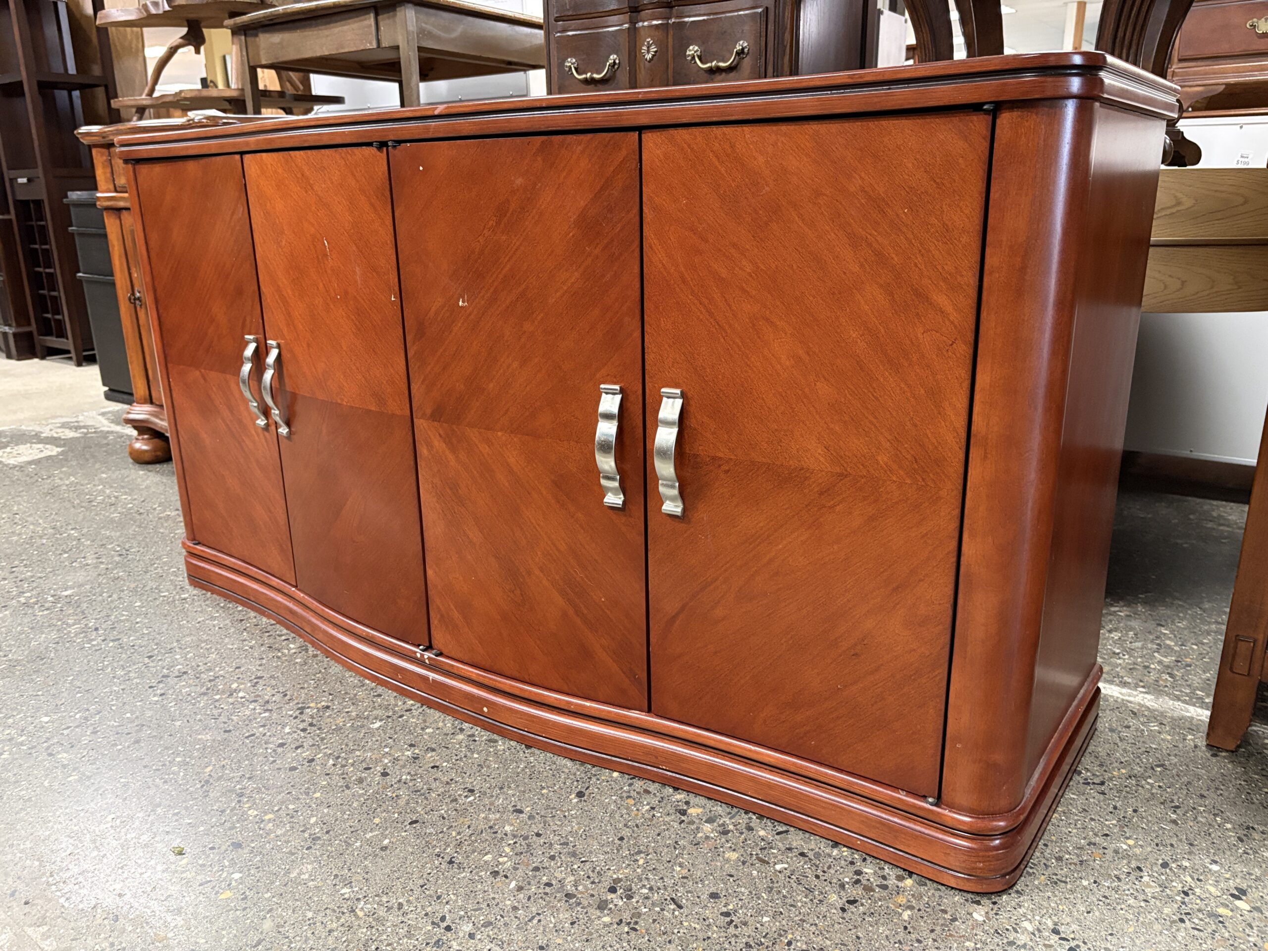 Red Solid Wood 4 Door Buffet