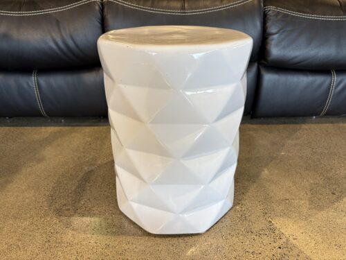 SANIBEL HOME White 13" Inch Ceramic Geometric Garden Stool