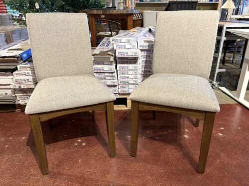NEW! CARMEL VALLEY Gray Upholstered Walnut Dining Chairs ( Set of 2 )