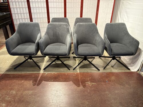 Modern Charcoal Gray Velvet Swivel Chairs (Set of 6)
