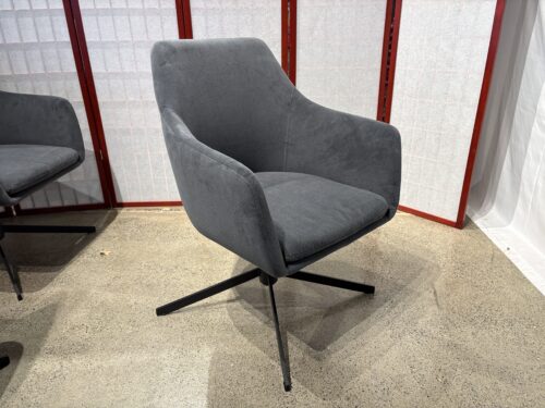 NEW! StyleWell Heston Charcoal Gray Upholstered Swivel Accent Chair