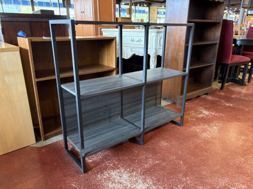 Industrial Style Charcoal Gray 3-Tier Bookshelf