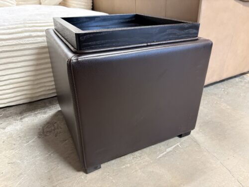 CRATE & BARREL Chocolate Storage Ottoman w/ Reversible Tray