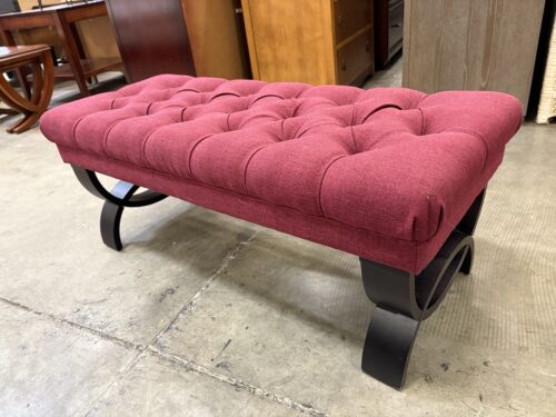 NOBLE HOUSE Deep Tufted Burgundy Bench with Black Half Moon Legs