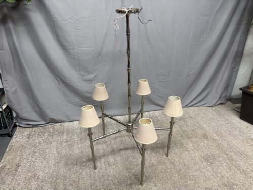 Polished Nickel 5-Light Bamboo Chandelier