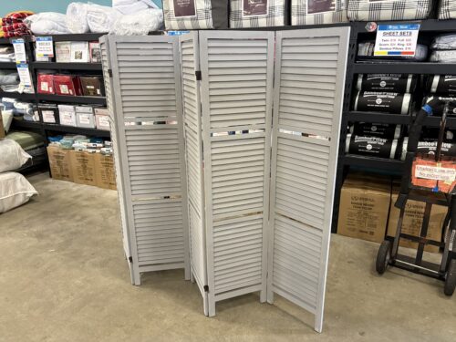 Wooden Grey Louvered 5 Panel Room Divider