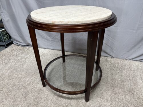 ARTISTICA 2-Tier Round Marble Top End Table