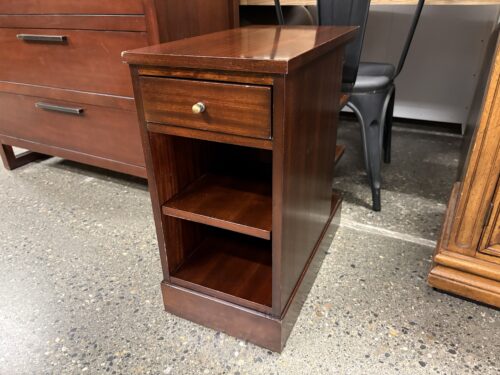 BERNHARDT Dark Wood Narrow Single Drawer End Table