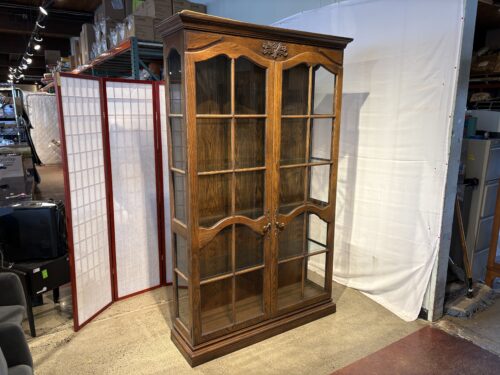 Traditional Style Tall 4-Tier Glass Curio Cabinet