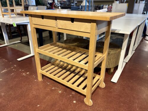 Wooden 2-Drawer Rolling Kitchen Cart