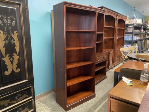 Cherry Stained 5-Tier Wooden Bookshelf