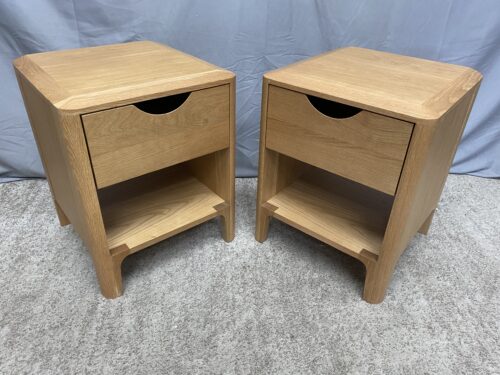 Modern Light Oak Beveled Edge Single Drawer Nightstands (Set of 2)