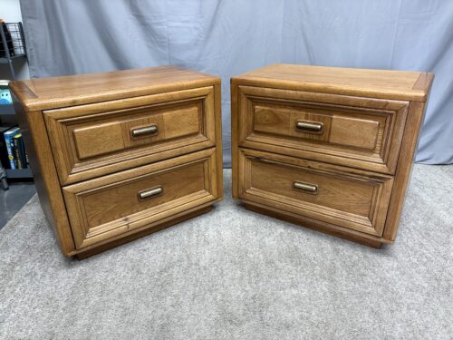 Vintage Natural Finish 2-Drawer Closed Nightstand (Set of 2)