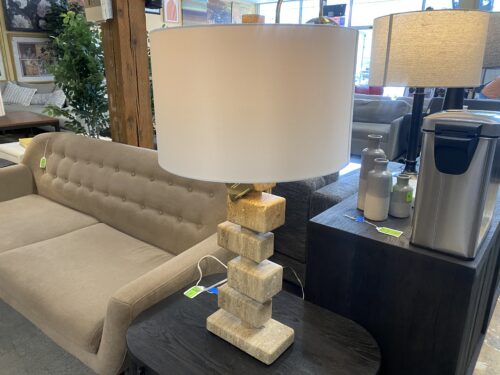 UTTERMOST Revelation Solid Travertine Marble Black Label Shuffel Table Lamp