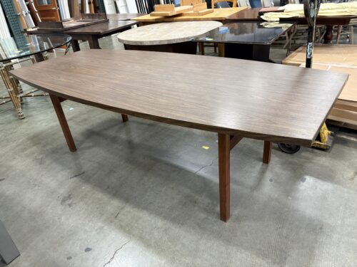 9' Walnut Veneer Table with Curved Sides and Cherry Base