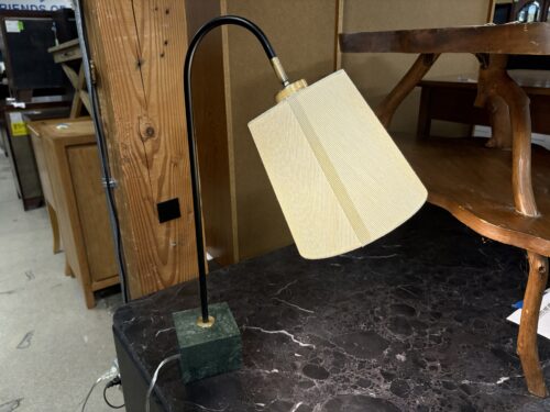 Green Marble Base Modern Table Lamp w/ White Fabric Shade