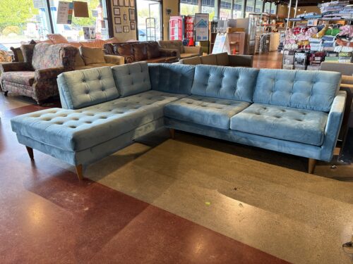 JOYBIRD Eliot Milo French Blue Tufted 2-Piece Sectional