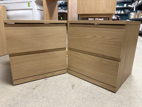 Blonde Minimalist 2-Drawer Closed Nightstand (Set of 2)