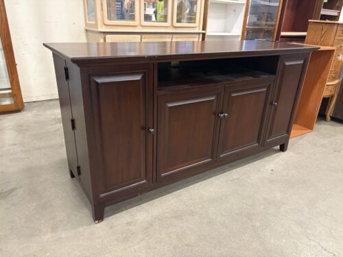 POTTERY BARN  Espresso Finish Wooden Media Cabinet Corner Swing Cabinets